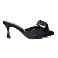 Womens Slip On Bridal Shoes Ladies Closed Pointed Toe Low Heel Mules Evening Party Open Back Courts Size 5-10