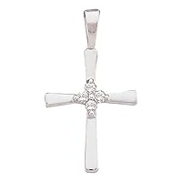 The Diamond Deal 10kt White Gold Womens Round Diamond Simple Cross Religious Pendant 1/20 Cttw
