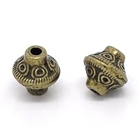 Ankom 100 PCs Doreen Box Vintage Bicone Spacer Beads Alloy Bronze Tone 6x6mm for DIY Bracelet Jewelry Making Accessories, Hole: 1.6mm