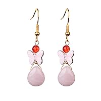 Simple Compact Fashion Pink Crystal Drop Earrings Retro Butterfly Earrings Dignified Graceful Jewelry Gift Classic