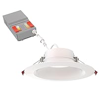 WF6 Dreg SM ALO20 SWW5 90CRI MW M6 Canless Wafer Recessed LED Downlight, Deep Regressed Smooth Trim Style, 6-Inch, Matte White