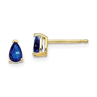 14K Solid Gold Gemstone Stud Earrings - Statement Birthstone Earrings - Everyday Classic Simple Pear Post Push Back Earrings