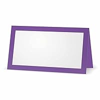 Amethyst Place Cards - FLAT or TENT Style - 10 or 50 PACK - White Blank Front Solid Color Border Placement Table Name Dinner Seat Stationery Party Supplies Occasion Event Holiday (10, TENT STYLE)
