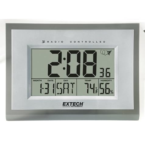 Extech 445706 Hygro-Thermometer Alarm Clock, Dark Grey