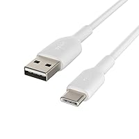 Belkin BoostCharge USB-C Cable (1M/3.3ft), USB-C to USB-A Cable, USB Type-C Cable for iPhone 15 Series, Samsung Galaxy S24, S24+, Note20, Pixel 7, Pixel 8, iPad Pro, Nintendo Switch, and More - White