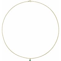 14k Yellow Gold Round Natural Emerald 3mm 16 Inch Polished Necklace Jewelry Gifts for Women