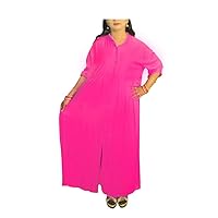 Indian Solid Pink Color Women's Long Kurtis Girl's Cotton Dress Casual Tunic Plus Size