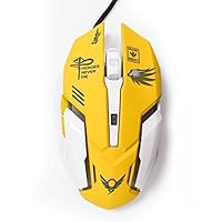 Gaming Mouse, Backlit Optical Game Mice Ergonomic USB Wired with 2400 DPI and 6 Buttons 4 Shooting for Pro Game PC Computer Laptop Desktop Mac (Yellow)