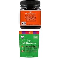 Raw Premium Manuka Honey KFactor 16 (8.8 Oz, Pack of 1) and Manuka Honey Lollipops Variety Pack (24 Count, Pack of 1) - Genuine New Zealand Honey, Perfect Remedy For Dry Throats