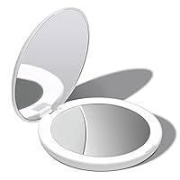 LED Lighted Travel Makeup Mirror, 1x/10x Magnification - Daylight LED, Compact, Portable, Large 5