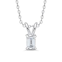 IGI Certified 0.9 ct. F - VVS2 Emerald Cut Diamond Solitaire Pendant Necklace in 14K Gold