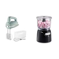 Hamilton Beach Vintage-Style 5-Speed Electric Hand Mixer, Powerful 1.3 Amp DC & Electric Vegetable Chopper & Mini Food Processor, 3-Cup, 350 Watts, for Dicing, Mincing, and Puree, Black (72850)
