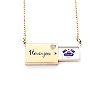 Australia Flavor Happy Flag and Star Letter Envelope Necklace Pendant Jewelry