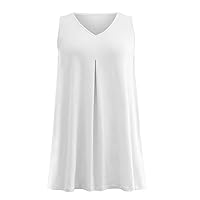XJYIOEWT Mini Dresses for Women,2023 Tank Tops Loose V Neck Casual Comfy Summer Sleeveless Shirts Women XXXL 4XL 5XL Plu