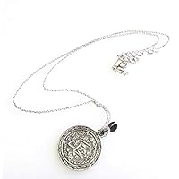 925 K Sterling Silver Islamic Evil Eye Protective Prayer Content - Kitmir Kolye -Medium Round Shape Necklace, Mohammed and (Ashab i Kehf)