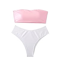 Bikini Sets for Women Plus Size Two Piece Swimsuit High Waisted Color Block Bathing Suit