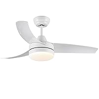 CJOY Ceiling Fans with Lights, White Ceiling Fan with Remote, 52'' Bedroom Ceiling Fans with Lamp 6 speeds, Tricolour Temperature, Dimmable Replacement LED, Quiet Reversible DC, Timer