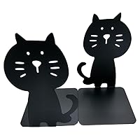 Animals Cat Bookends, Metal Student's Book Ends for Shelves, Cat Study Book Racks for Office Study Room, Book Shelf Holder Home Decorative birthday Christmas Gifts Students Book Stoppers (Cat)