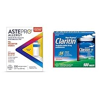 AsteproAllergy+ Claritin Allergy MedicineBundle: Contains 1 AsteproAllergy Nasal Spraywith 200 Sprays, 1 Claritin 24 Hour Non Drowsy Allergy Tablets 10mg 100ct, 2 Pack