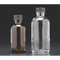 JG Finneran 9A-162-2 Amber Borosilicate Glass Precleaned Narrow Mouth Septum Bottle with Black Polypropylene Closure and PTFE/Silicone Liner, 22-400mm Cap Size, 125mL Capacity (Pack of 24)