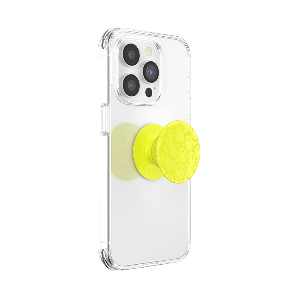 ​​​​PopSockets Phone Grip with Expanding Kickstand - Neon Jolt Yellow Smiley Melt