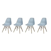 GIA Contemporary Armless Dining Chair, Qty of 4, Fog Seat with Wood Legs