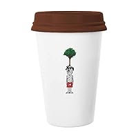 Tunisian Tree Soccer Cartoon Mummy Mug Coffee Drinking Glass Pottery Ceramic Cup Lid