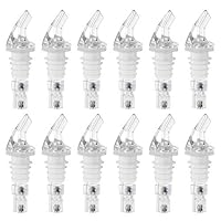 Tezzorio (Pack of 12) Measured Liquor Pourers, 1.25 oz, No Collar Clear Spout Bottle Pourer with Clear Tail