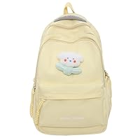Cute Backpack for Women Kawaii Y2K Solid Color Casual Harajuku Hiking Travel Aesthetic Rusksack Daypack (yellow)