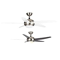 Livarno home Ceiling Fan with Light Ceiling Light LED with Fan with Remote Control 3-Level Adjustable Wing Sides in White and Wood Look - Optionally Mountable