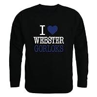 W Republic I Love Webster University Gorlocks Fleece Crewneck Pullover Sweatshirt Black Medium