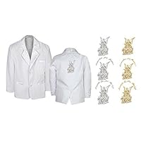 New Born Baby Boy Christening Baptism White suit Jacket Angel Embroidery Sm-20