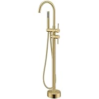 Freestanding Bathtub Faucet Set Floor Standing Bath Mixer Brass Dual Handle Bathtub Tap For Bathroom Faucets Shower Mixer,Gold