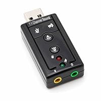 External 7.1 Channel USB2.0 3D Virtual Audio Sound Card Adapter Portable Sound Controller for PC Laptop Black
