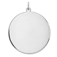Solid 925 Sterling Silver Round Polish Front Satin Back Disc Customize Personalize Engravable Charm Pendant Jewelry Gifts For Women or Men (Length 1.4