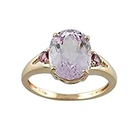 Carillon Kunzite Oval Shape 9X11MM Natural Non-Treated Gemstone 925 Sterling Silver Ring Gift Jewelry (Rose Gold Plated) for Women & Men