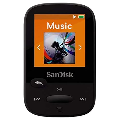 SanDisk Clip Sport 4GB MP3 Player, Black With LCD Screen and MicroSDHC Card Slot (Renewed)