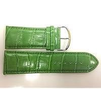 28MM GREEN WIDE PADDED STITCHED CROCO PRINT TRENDY FASHION WATCH BAND STRAP