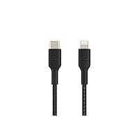Belkin BoostCharge Nylon Braided USB C to Lightning Cable 6.6ft/2M - MFi Certified 18W Power Delivery iPhone Charger Cord - Apple Charger USB C Cable - Fast Charging for iPhone 14, iPhone 13 - Black