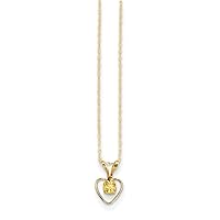JewelryWeb 14k Yellow Gold Polished Spring Ring 3mm Citrine Love Heart Pendant Necklace for boys or girls chain 15 Inch Measures 10x6mm