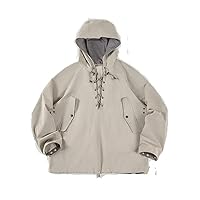 Hooded Deck Jackets for Men Outdoor Drawstring Hoodies Male Oversize Motorcycle Outerwear Big Size Tops