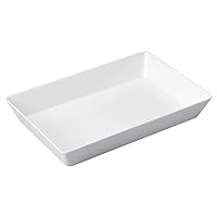 (M) 13.8 inches (35 cm) Long Angle Deep Plate [13.8 x 9.8 x 2.8 inches (35 x 25 x 7 cm)] [Long Square Plate] | Restaurant, Corporate Food, School Food, Hospital, Hotel, Commercial Use