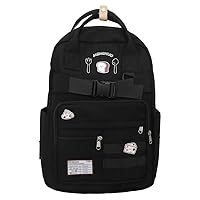 Cute Backpack for Women, Kawaii Y2K Bag with Cute Pendant Harajuku Hiking Travel Aesthetic Rusksack (black)