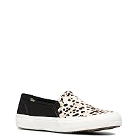 Keds Women's Double Decker Leopard Canvas Sneaker, Black, 6