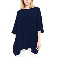 Women's Oversized Short Sleeve Round Neck Solid Color Loose Casual Boxy T-Shirt Top