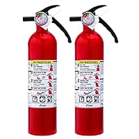 Kidde FA110 Multipurpose Fire Extinguishers 2 Pack - Red, (Rating 1-A:10-B:C) - UPDATED - Includes Custom Stickers (2)
