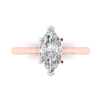 1.5 Ct Brilliant Marquise Cut Clear Simulated Diamond 14K Rose Gold Solitaire Engagement Promise Bridal Anniversary Ring