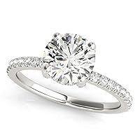 14k White Gold Diamond Engagement Ring Scalloped Row Band (2 1/4 cttw)