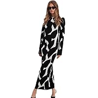 Leopard Print Knit Dress Women Autumn O-Neck Long Sleeve Slim Lady Long Dresses Paneled High Street Female Robe