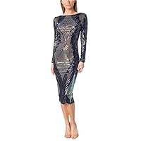 Dress the Population Women's Emery Sequin Dress (Navy Multi, XX-Small)